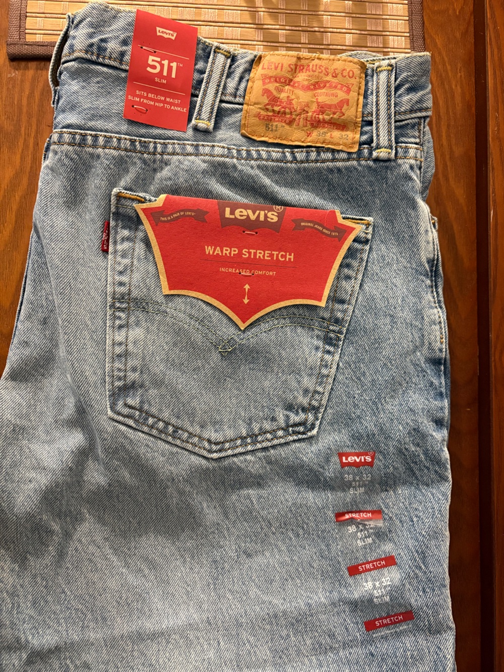 Levi's Men’s Warp Stretch Light Wash Blue Relaxed Jeans